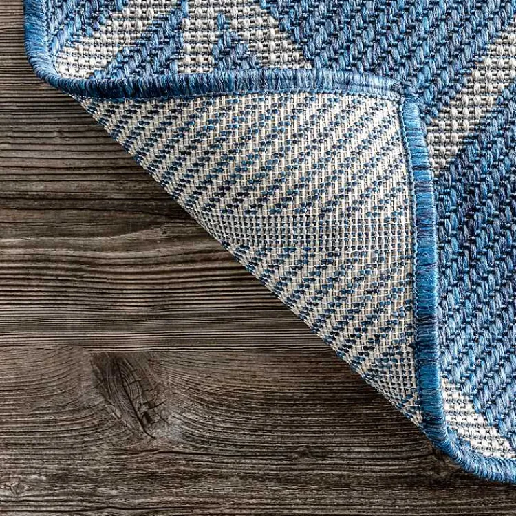 Kirklands Home Sanford Blue Geometric Shapes Outdoor Rug, 5x8 New
