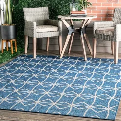 Kirklands Home Sanford Blue Geometric Shapes Outdoor Rug, 8x10 Sale