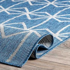 Kirklands Home Sanford Blue Geometric Shapes Outdoor Rug, 8x10 Sale