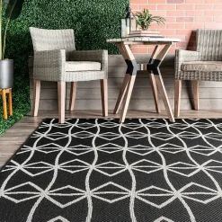 Kirklands Home Sanford Gray Geometric Shapes Outdoor Rug, 5x8 Best