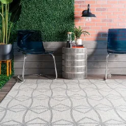 Kirklands Home Sanford Light Gray Geometric Outdoor Rug, 8x10 Clearance