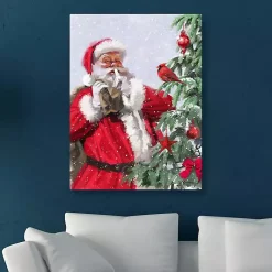 Christmas Art & Wall Decor>Kirklands Home Santa and a Cardinal Canvas Art Print