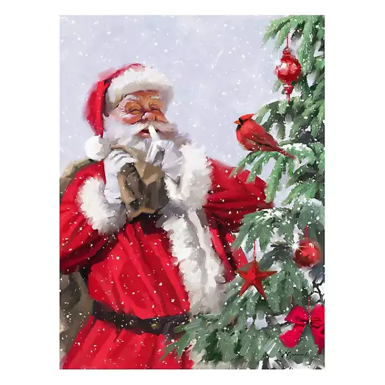 Christmas Art & Wall Decor>Kirklands Home Santa and a Cardinal Canvas Art Print
