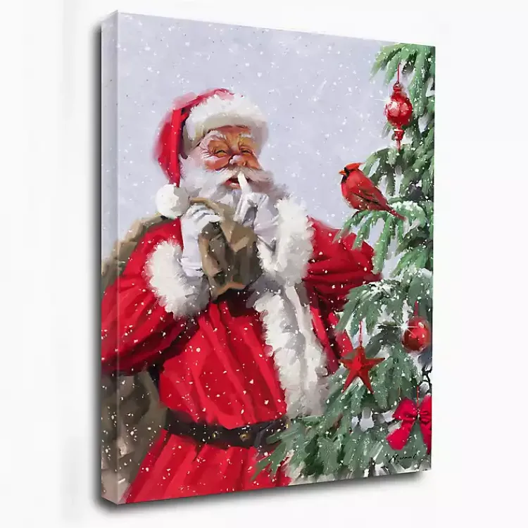 Christmas Art & Wall Decor>Kirklands Home Santa and a Cardinal Canvas Art Print