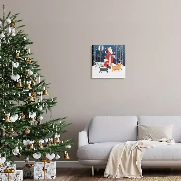 Christmas Art & Wall Decor>Kirklands Home Santa and His Dogs Canvas Wall Plaque