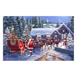 Christmas Art & Wall Decor>Kirklands Home Santa and his Team Canvas Art Print Blue