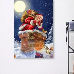 Christmas Art & Wall Decor>Kirklands Home Santa at Chimney with Moon Canvas Art Print
