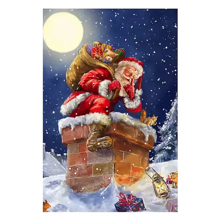 Christmas Art & Wall Decor>Kirklands Home Santa at Chimney with Moon Canvas Art Print