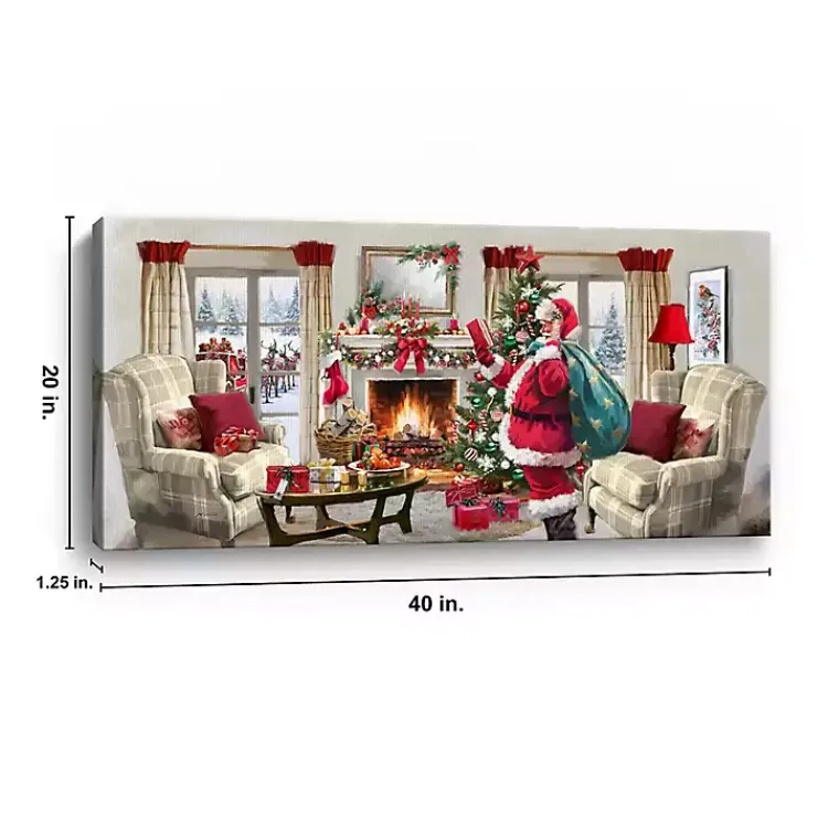 Christmas Art & Wall Decor>Kirklands Home Santa at Home Panoramic Canvas Art Print Multi