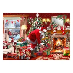 Christmas Art & Wall Decor>Kirklands Home Santa by the Fire Canvas Art Print Multi