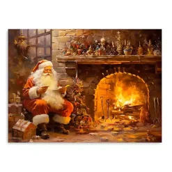 Christmas Art & Wall Decor>Kirklands Home Santa by the Fire Canvas Art Print