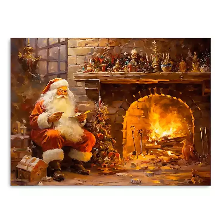 Christmas Art & Wall Decor>Kirklands Home Santa by the Fire Canvas Art Print