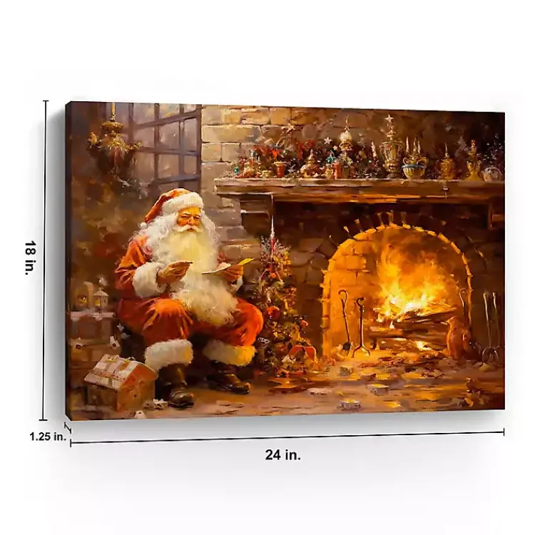 Christmas Art & Wall Decor>Kirklands Home Santa by the Fire Canvas Art Print