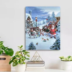 Christmas Art & Wall Decor>Kirklands Home Santa Christmas Gifts Canvas Christmas Art Print Multi