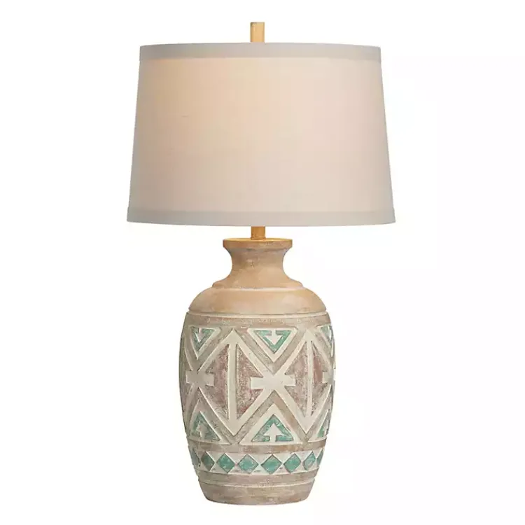 Kirklands Home Santa Fe Carved Motif Table Lamp Tan