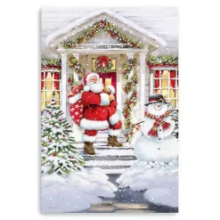 Christmas Art & Wall Decor>Kirklands Home Santa on a Snowy Porch Canvas Art Print