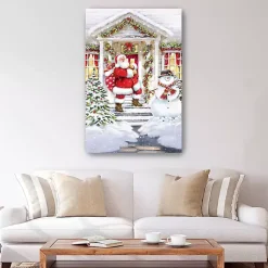 Christmas Art & Wall Decor>Kirklands Home Santa on a Snowy Porch Canvas Art Print