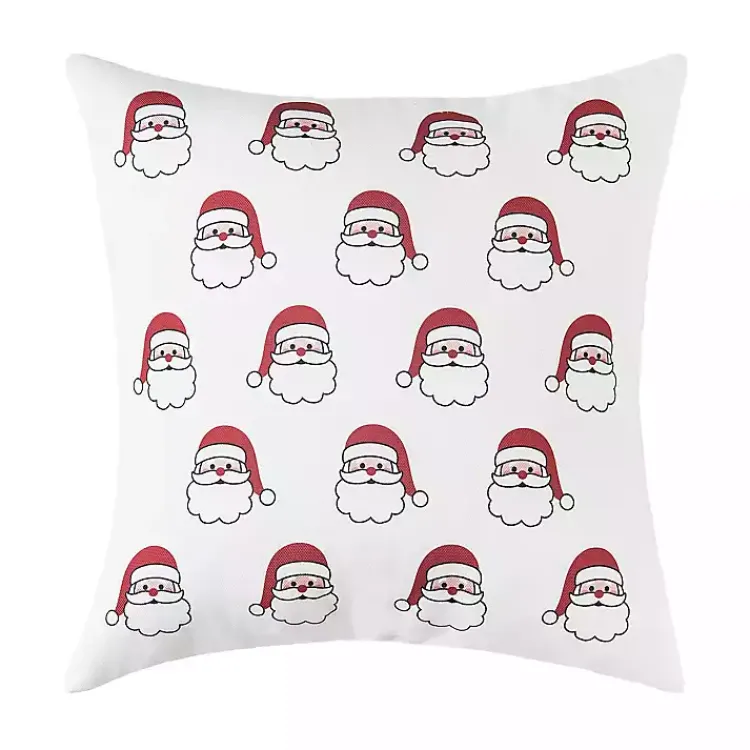 Christmas Pillows>Kirklands Home Santa Pattern Indoor/Outdoor Pillow White