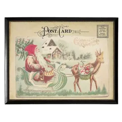 Christmas Art & Wall Decor>Kirklands Home Santa Sleigh Post Card Christmas Art Print Tan