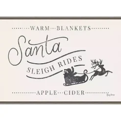 Christmas Art & Wall Decor>Kirklands Home Santa Sleigh Rides Gray Framed Canvas Art Print White