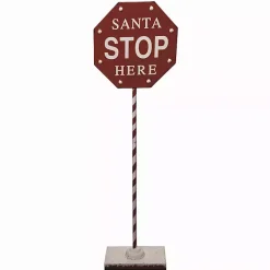 Outdoor Christmas Decorations>Kirklands Home Santa Stop Here Metal Outdoor Sign