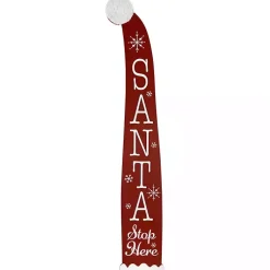 Outdoor Christmas Decorations>Kirklands Home Santa Stop Here Porch Board