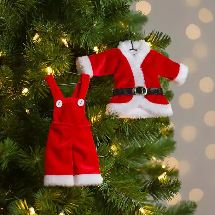 Christmas Ornaments>Kirklands Home Santa Suit Christmas Ornaments, Set of 2