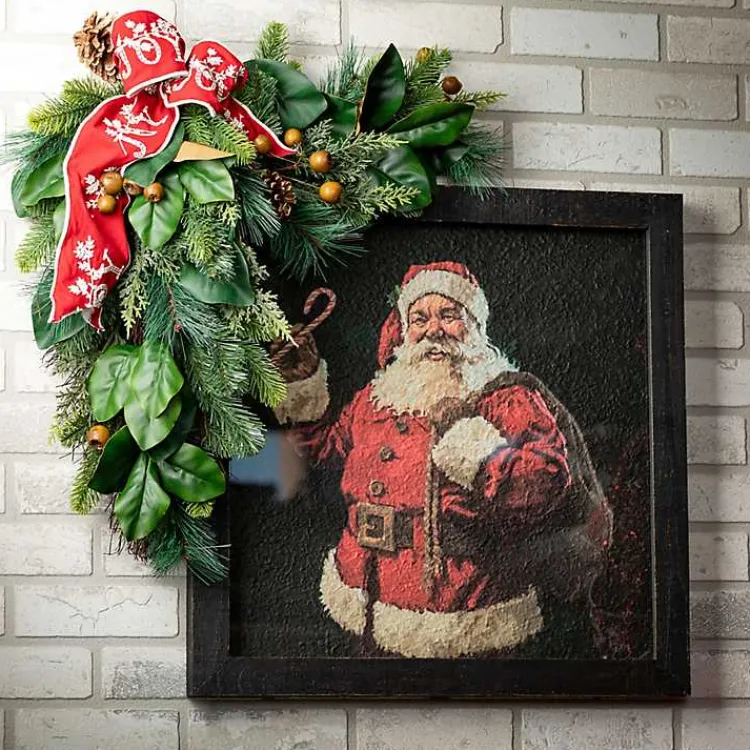 Christmas Art & Wall Decor>Kirklands Home Santa with Candy Cane Framed Art Print