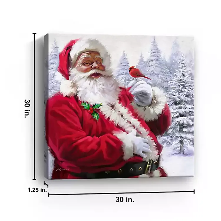 Christmas Art & Wall Decor>Kirklands Home Santa with Cardinal Canvas Art Print Red