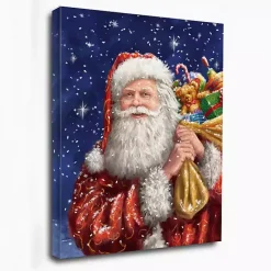 Christmas Art & Wall Decor>Kirklands Home Santa with His Sack Of Gifts Canvas Art Print Blue