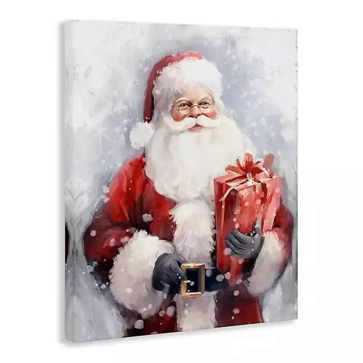 Christmas Art & Wall Decor>Kirklands Home Santa with Red Gift Canvas Art Print