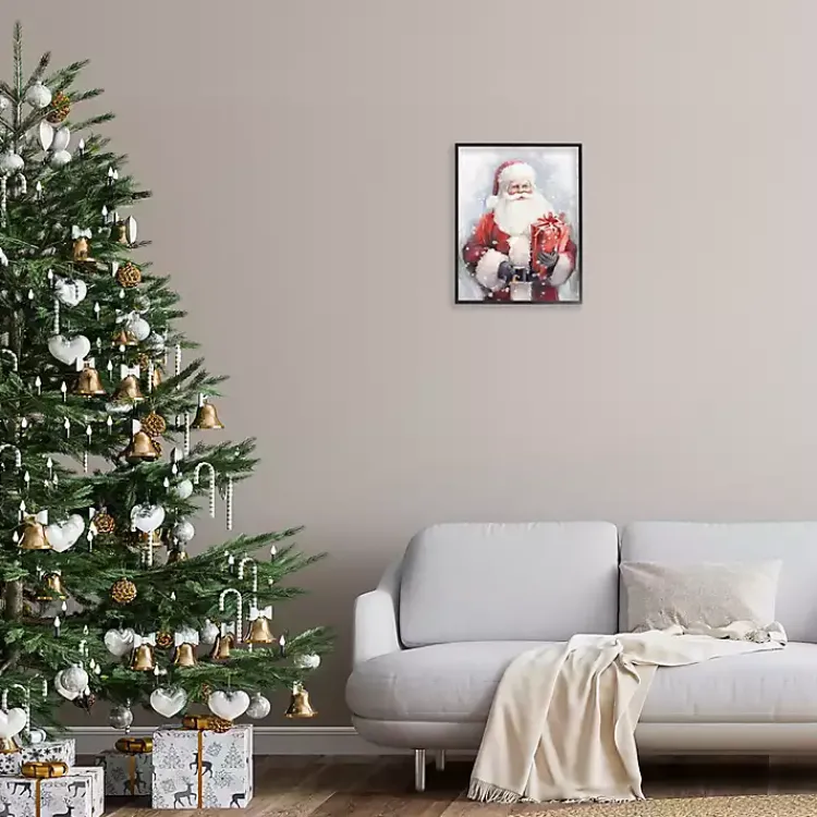 Christmas Art & Wall Decor>Kirklands Home Santa with Red Gift Framed Art Print