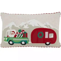Christmas Pillows>Kirklands Home Santa with Truck and Trailer Pillow
