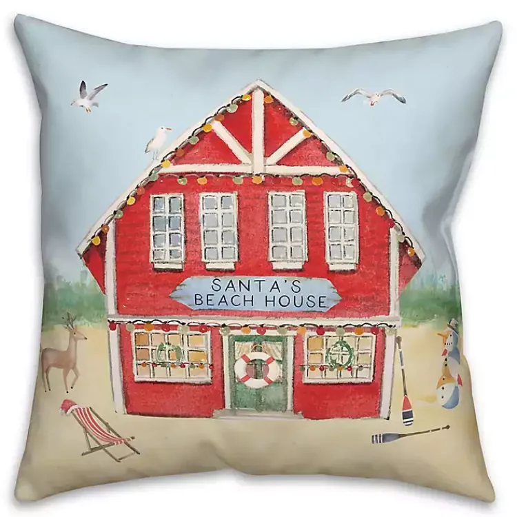 Outdoor Christmas Decorations>Kirklands Home Santa's Beach House Indoor/Outdoor Pillow