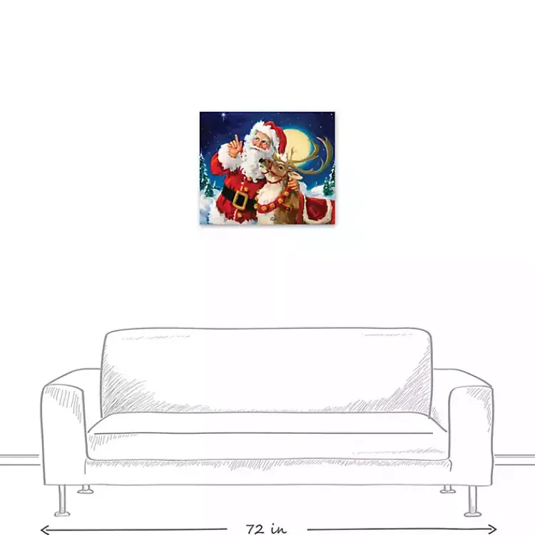Christmas Art & Wall Decor>Kirklands Home Santa's Lead Reindeer Canvas Art Print