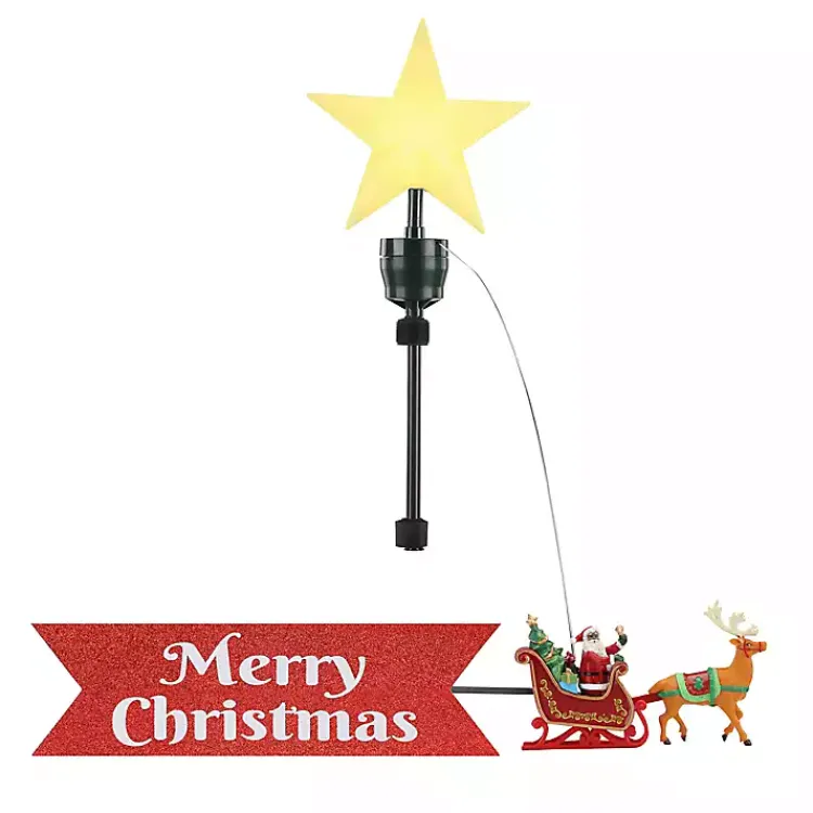 Christmas Tree Decorations>Kirklands Home Santa's Sleigh Animated Pre-Lit Tree Topper