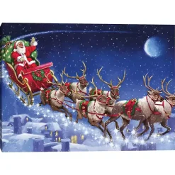 Christmas Art & Wall Decor>Kirklands Home Santa's Sleigh Canvas Art Print