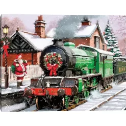 Christmas Art & Wall Decor>Kirklands Home Santa's Train Canvas Art Print