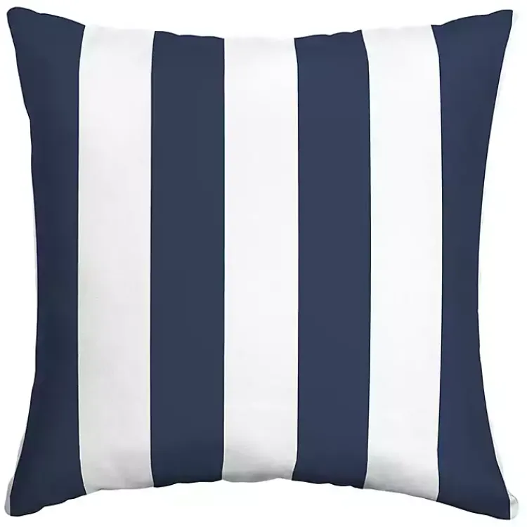Kirklands Home Sapphire Cabana Stripe Outdoor Pillow Blue Clearance
