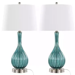 Kirklands Home Sapphire Crackle Glass Table Lamps, Set of 2 White Online
