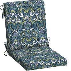 Kirklands Home Sapphire Damask Luxe Outdoor Dining Chair Cushion Blue Sale