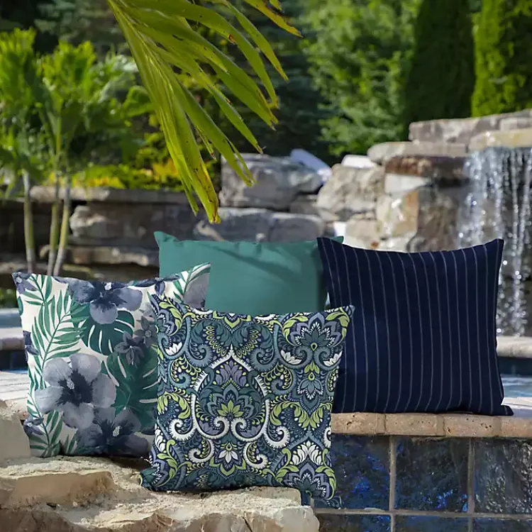 Kirklands Home Sapphire Damask Outdoor Pillows, Set of 2 Best