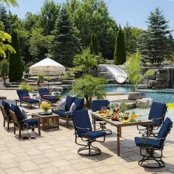 Kirklands Home Sapphire Leala Luxe Outdoor Dining Chair Cushion Blue Discount