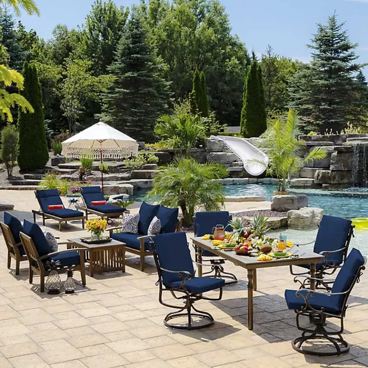 Kirklands Home Sapphire Leala Luxe Outdoor Dining Chair Cushion Blue Discount