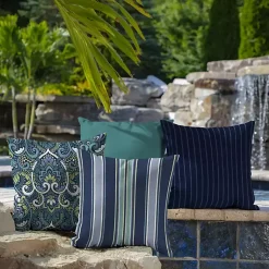 Kirklands Home Sapphire Stripe Outdoor Pillows, Set of 2 Outlet