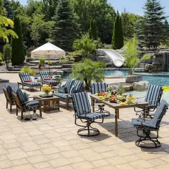 Kirklands Home Sapphire Stripe 2-pc. Outdoor Deep Seat Cushion Blue Clearance