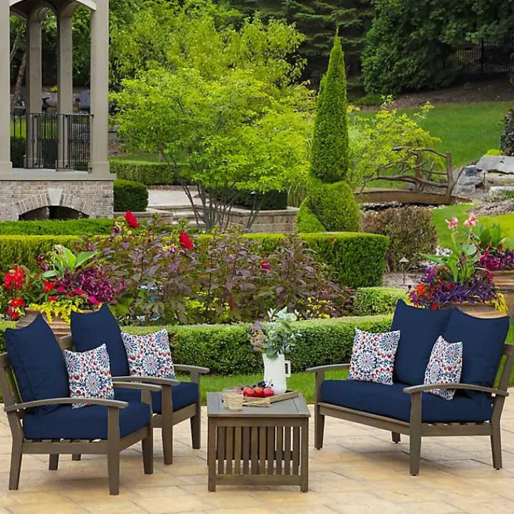 Kirklands Home Sapphire Texture Outdoor Deep Seat Cushions Blue Clearance