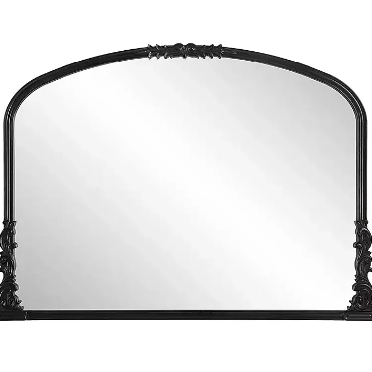 Kirklands Home Satin Baroque Arched Wall Mirror Black Outlet