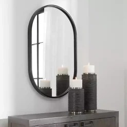 Kirklands Home Satin Iron Oval Framed Wall Mirror Black Best