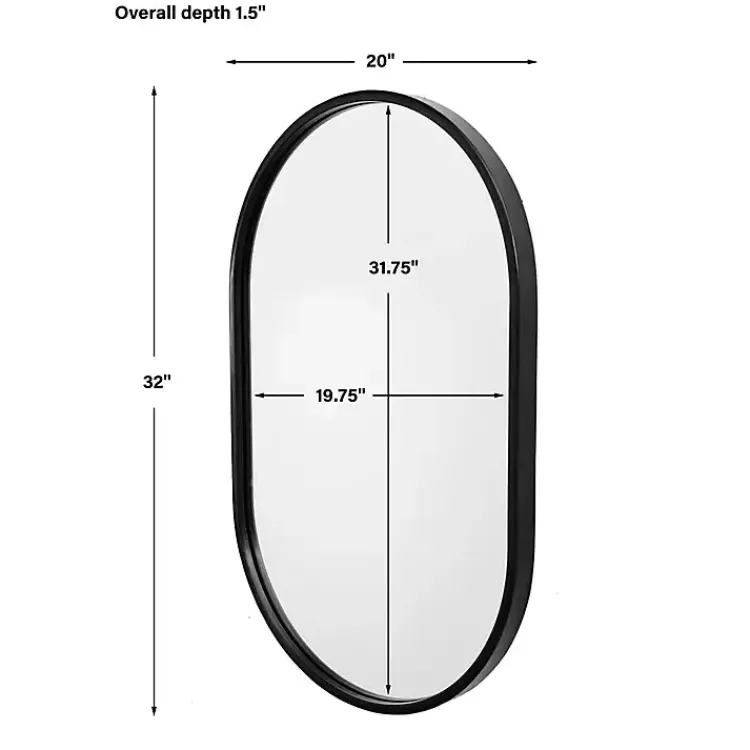Kirklands Home Satin Iron Oval Framed Wall Mirror Black Best